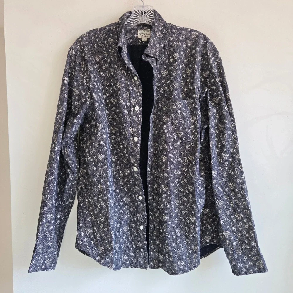 J Crew Mens Size M Floral Printed Long Sleeve Collared Button Front Casual Shirt